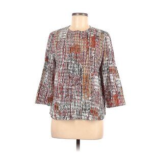 Anne Klein Brown Black White Brick Red Open Front Blazer Jacket Size 6